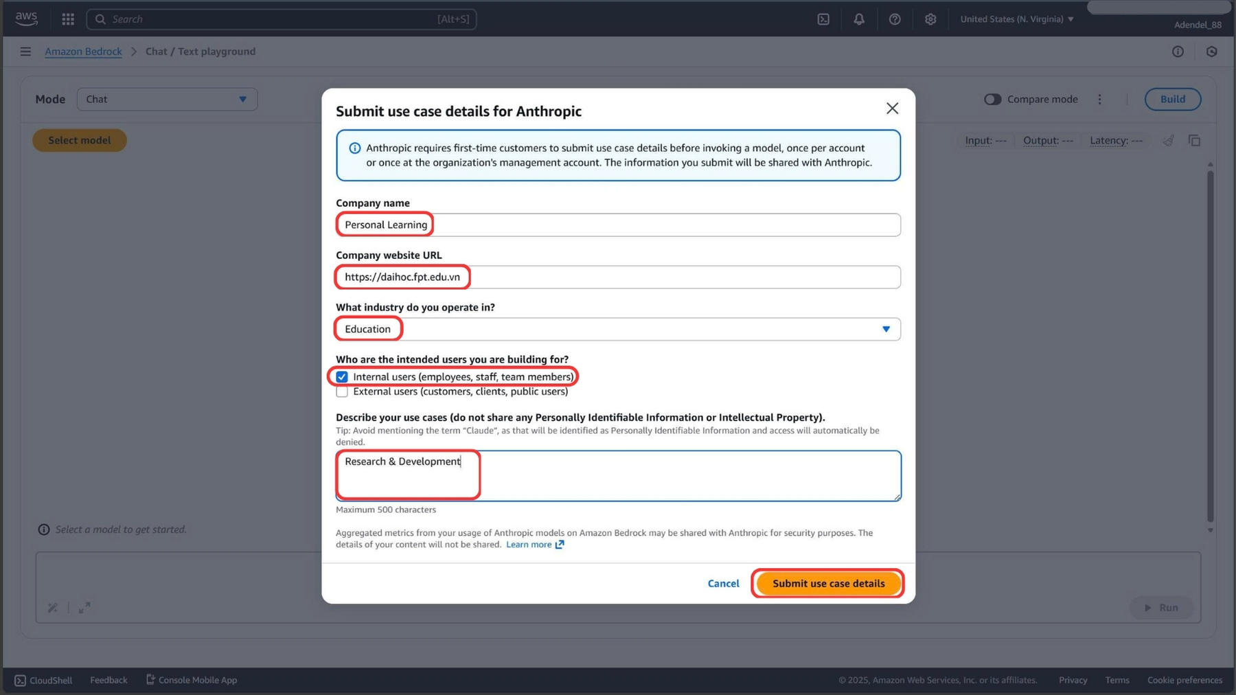 Image illustrating Use Case information form