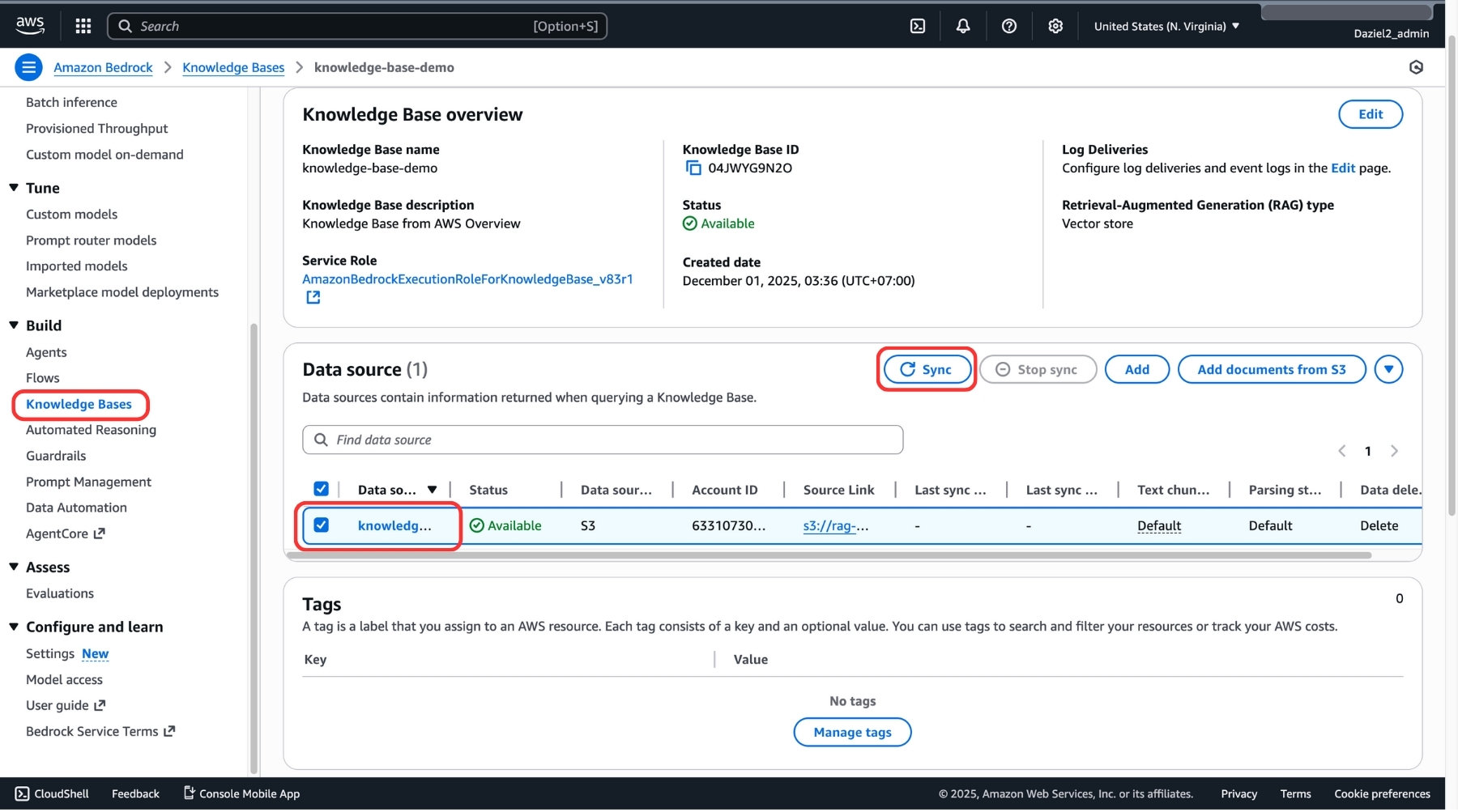 Image illustrating selecting Data Source and clicking Sync button
